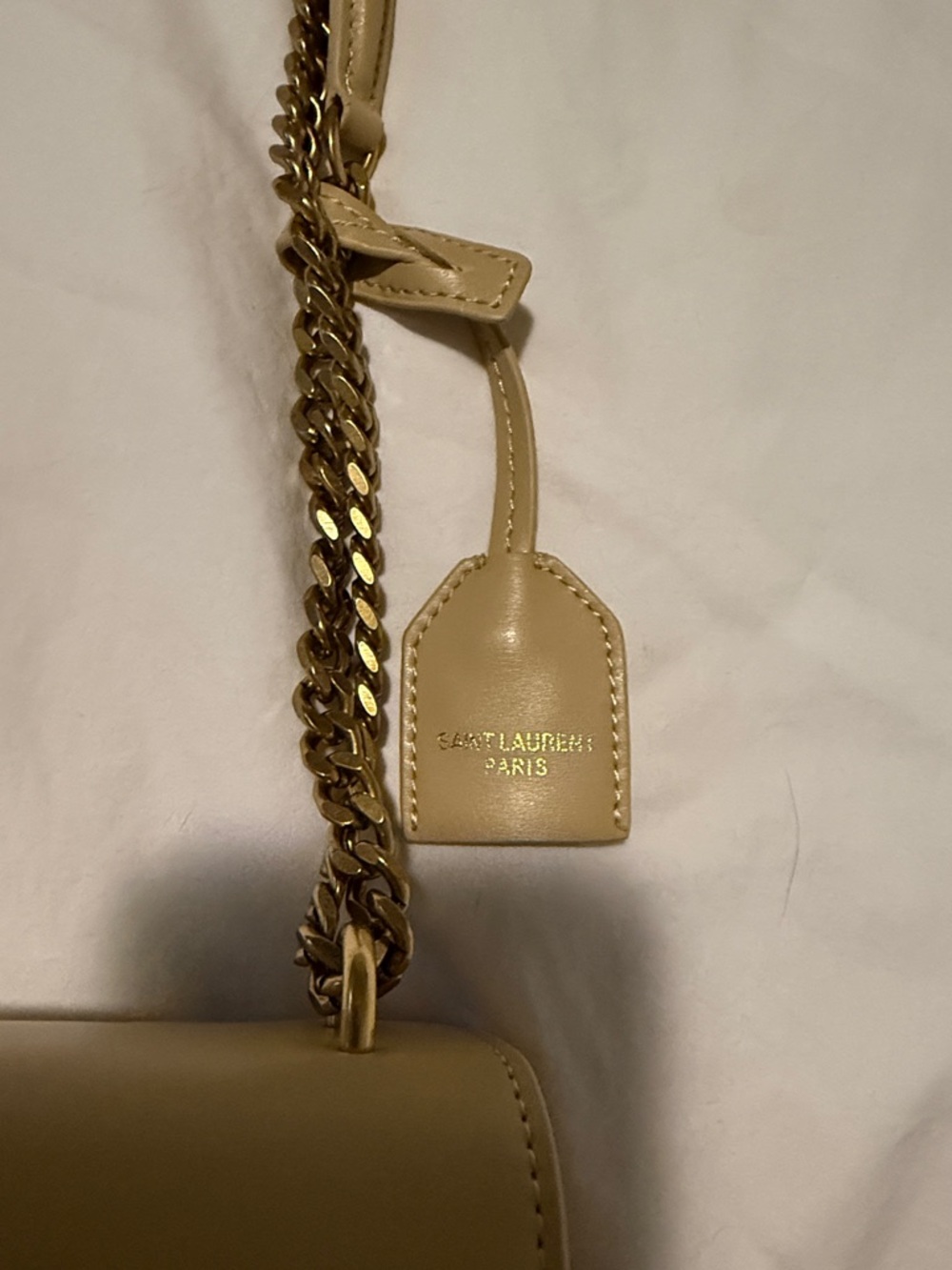 Saint Laurent Tan Leather Chain Shoulder Bag with Gold Hardware - Picture 2 of 4